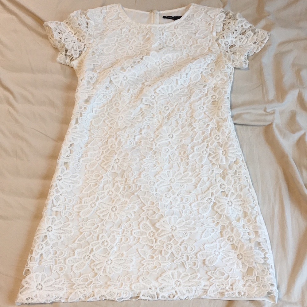 French Connection White Lace Mini Dress, 6 - Picture 4 of 7